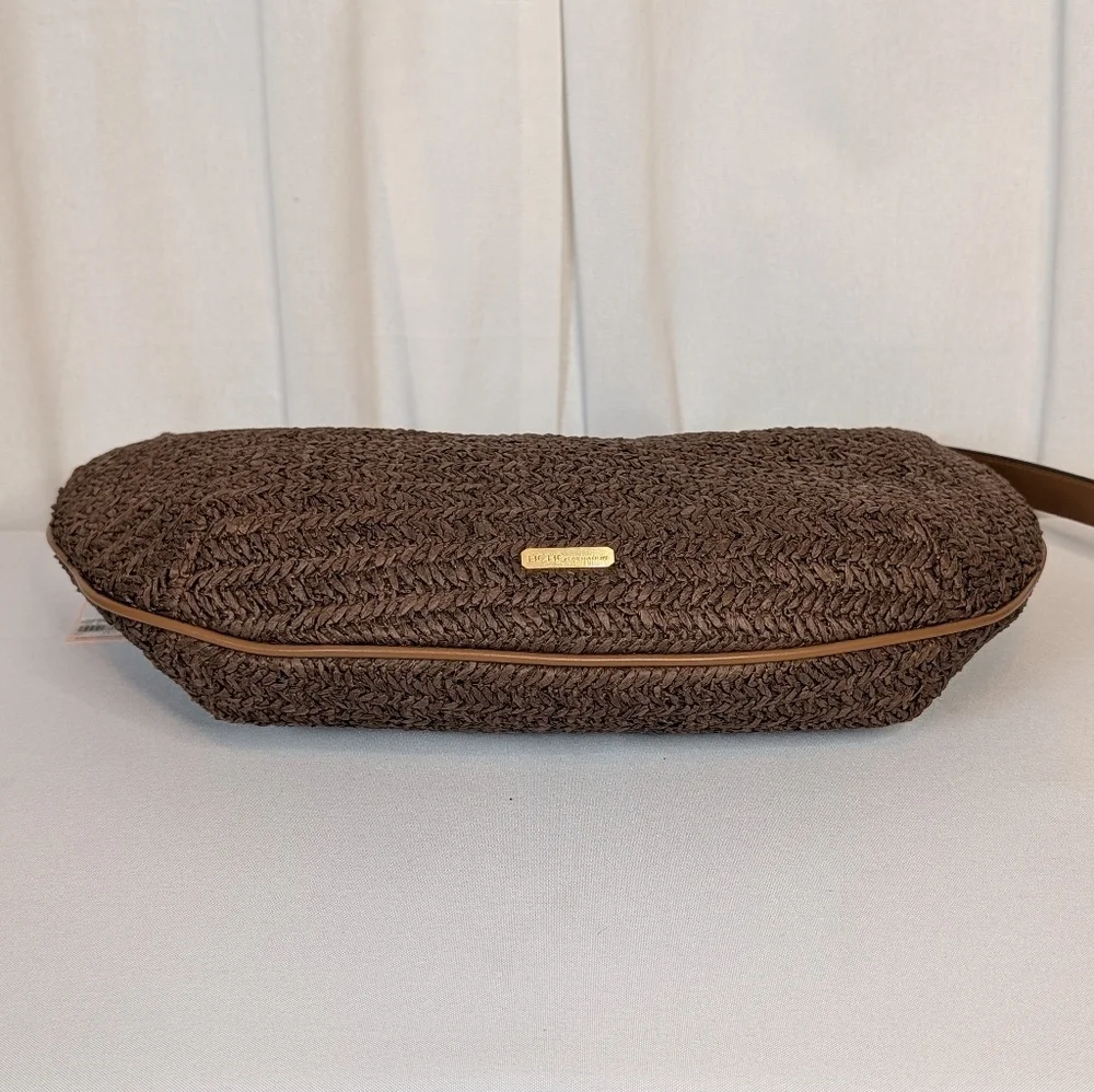 BCBG Brown Woven Crescent Hobo Shoulder Bag NWT